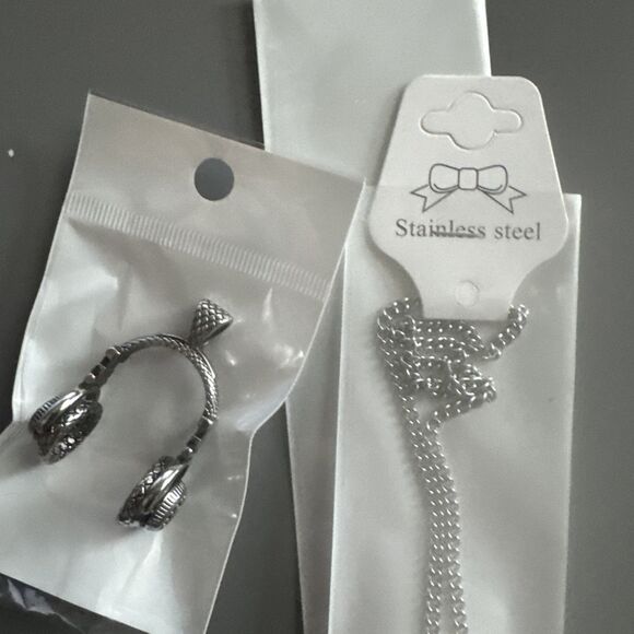 Headphones D.J. Stainless Steel Pendant 24 Inch Chain Necklace Men’s Vintage - Picture 7 of 7